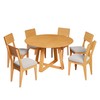 Conjunto Sala de Jantar Mesa Redonda Giratória 130cm com 6 Cadeiras Mdf Carvalho Rosé/Bege Claro