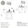 Conjunto Sala de Jantar Mesa Redonda Giratória 130cm com 6 Cadeiras Mdf Estofada Carvalho Rosé/Bege Claro