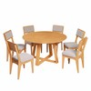 Conjunto Sala de Jantar Mesa Redonda Giratória 130cm com 6 Cadeiras Mdf Estofada Carvalho Rosé/Bege Claro