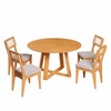Conjunto Sala de Jantar Mesa Redonda Giratória 130cm com 4 Cadeiras Mdf Palha Sintética Carvalho Rosé/Bege Claro