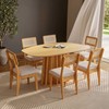 Conjunto Sala de Jantar Mesa Orgânica Ripada 160cm com 4 Cadeiras Mdf Palha Sintética Carvalho Rosé/Bege Claro