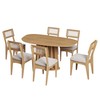 Conjunto Sala de Jantar Mesa Orgânica Ripada 160cm com 4 Cadeiras Mdf Palha Sintética Freijó/Bege Claro