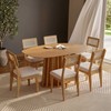 Conjunto Sala de Jantar Mesa Orgânica Ripada 160cm com 4 Cadeiras Mdf Palha Sintética Freijó/Bege Claro