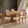 Conjunto Sala de Jantar Mesa Orgânica Ripada 160cm com 4 Cadeiras Mdf Palha Sintética Freijó/Bouclé Césare Claro