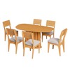 Conjunto Sala de Jantar Mesa Orgânica Ripada 160cm com 6 Cadeiras Mdf Carvalho Rosé/Bege Claro