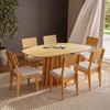 Conjunto Sala de Jantar Mesa Orgânica Ripada 160cm com 6 Cadeiras Mdf Carvalho Rosé/Bege Claro