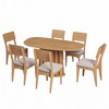 Conjunto Sala de Jantar Mesa Orgânica Ripada 160cm com 6 Cadeiras Mdf Freijó/Bege Claro