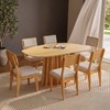 Conjunto Sala de Jantar Mesa Orgânica Ripada 160cm com 6 Cadeiras Mdf Estofada Carvalho Rosé/Bege Claro