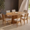 Conjunto Sala de Jantar Mesa Orgânica Ripada 160cm com 6 Cadeiras Mdf Estofada Freijó/Bege Claro
