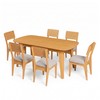Conjunto Sala de Jantar Mesa Madrid 180cm com 6 Cadeiras Mdf Carvalho Rosé/Bege Claro
