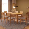 Conjunto Sala de Jantar Mesa Madrid 180cm com 6 Cadeiras Mdf Carvalho Rosé/Bege Claro