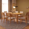 Conjunto Sala de Jantar Mesa Madrid 180cm com 6 Cadeiras Mdf Estofada Carvalho Rosé/Bege Claro