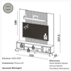 Rack Painel Ripado para TV 220cm com Led e 2 Gavetas - Off White Fosco/Carvalho Rosé