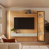 Painel para Sala de Estar 222cm com Cristaleira Led - Carvalho Rosé/Off White Fosco
