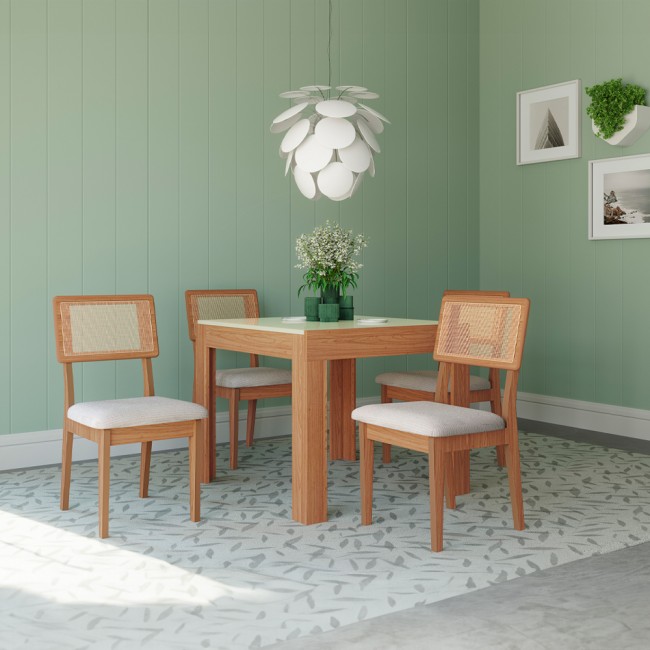 Mesa de Jantar Extensível 4 Lugares Basic Freijó/Off White - Dalla Costa