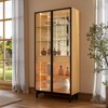 Cristaleira 90cm Led com 2 Portas de Vidro e 2 Gavetas - Carvalho Rosé