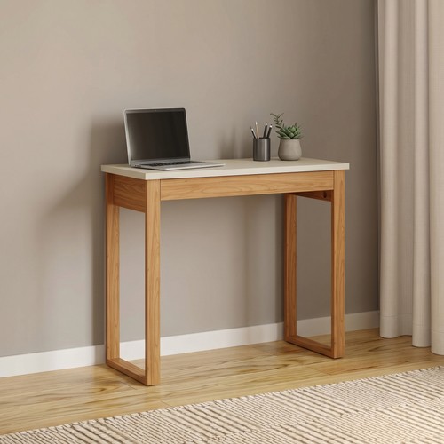 Mesa para Escritório Industrial 80cm com 1 Gaveta - Off White/Freijó