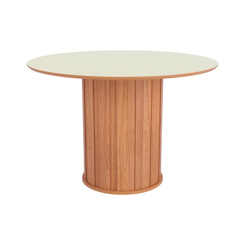 Mesa de Jantar Redonda 6 Lugares Curve Off White/Freijó - Dalla Costa