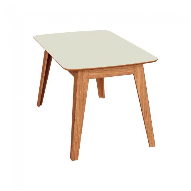 Mesa de Jantar Retangular 4 Lugares 137cm Basic Off White/Freijó - Dalla Costa