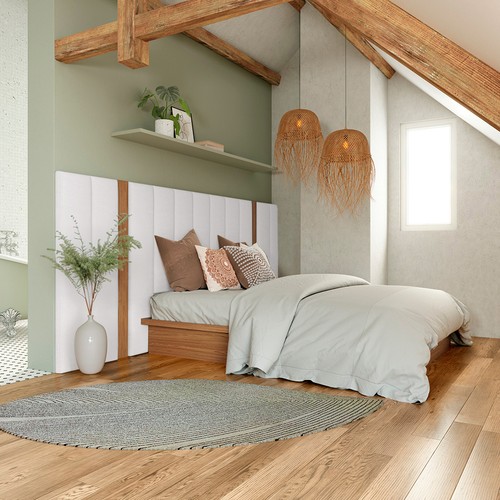 Cabeceira Estofada King Reta Basic J23 Freijó/Césare Claro - Dalla Costa