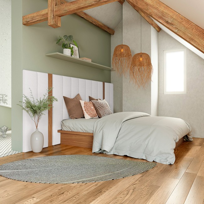 Cabeceira Estofada King Reta Basic J23 Freijó/Césare Claro - Dalla Costa