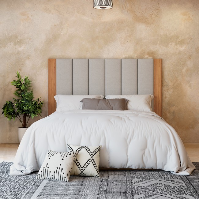 Cabeceira Estofada Casal Reta Basic J18 Freijó/Cinza Claro - Dalla Costa