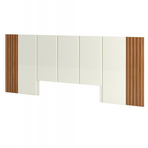 Cabeceira Queen 300cm Ripada Off White/Freijó - Dalla Costa