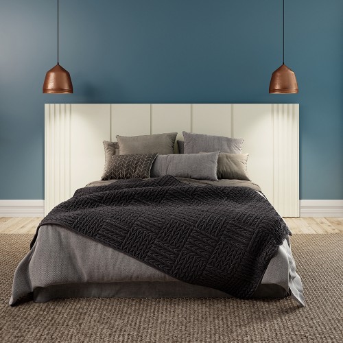 Cabeceira Queen 300cm Ripada Off White - Dalla Costa
