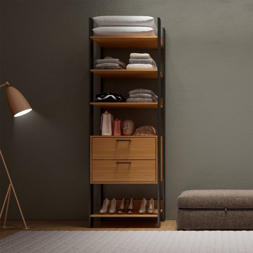 Closet 1 Torre 2 Gavetas Industrial Freijó/Preto - Dalla Costa