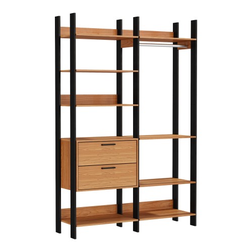 Closet 2 Torres 2 Gavetas Industrial Freijó/Preto - Dalla Costa