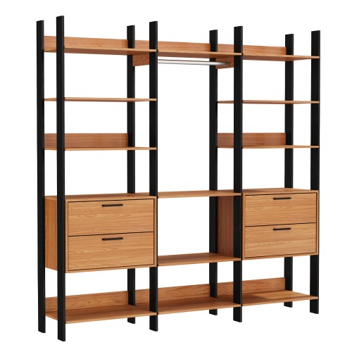 Closet 3 Torres 4 Gavetas Industrial Freijó/Preto - Dalla Costa