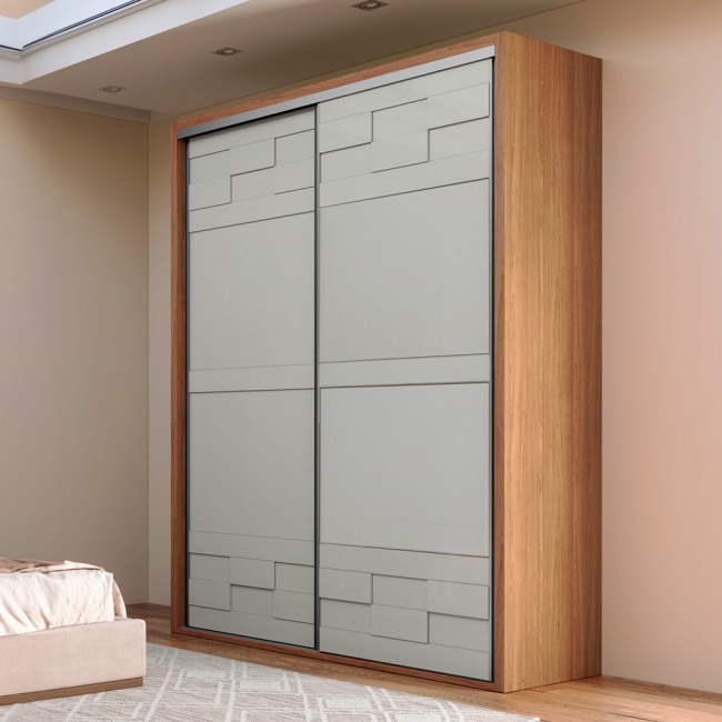 Guarda-Roupa 2 Portas de Correr 2 Gavetas Basic Freijó/Off White - Dalla Costa