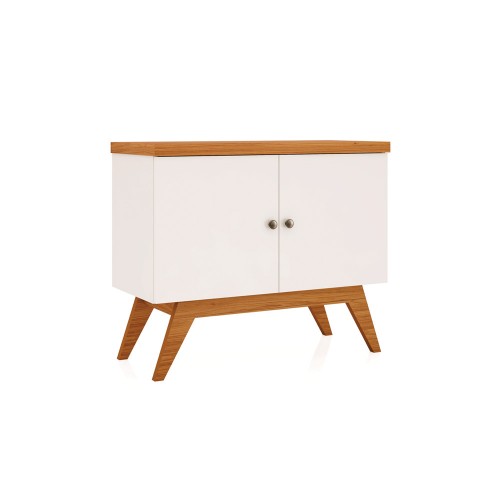 Balcão Buffet  2 Portas Retrô Off White/Freijó - Dalla Costa