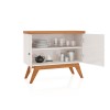 Balcão Buffet  2 Portas Retrô Off White/Freijó - Dalla Costa