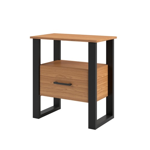 Mesa de Cabeceira 1 Gaveta Industrial Freijó/Preto - Dalla Costa