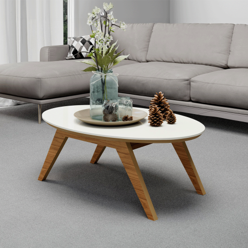 Mesa de Centro Oval Basic Freijó/Off White - Dalla Costa