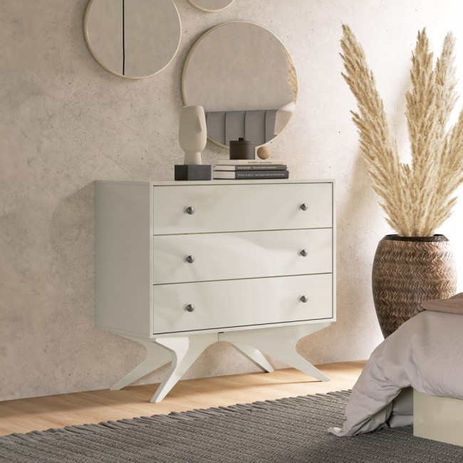 Cômoda 3 Gavetas Retrô Off White - Dalla Costa