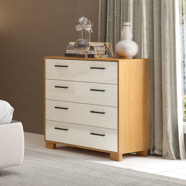 Cômoda 4 Gavetas Reta Basic Freijó/Off White - Dalla Costa