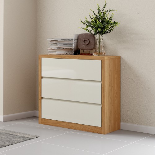Cômoda 3 Gavetas Basic Freijó/Off White - Dalla Costa