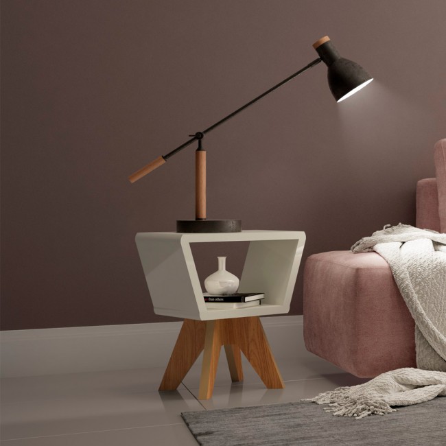 Mesa de Canto Retrô Off White/Freijó - Dalla Costa