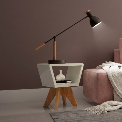 Mesa de Canto Retrô Off White/Freijó - Dalla Costa