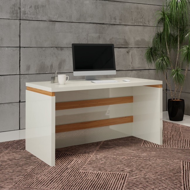 Mesa para Escritório Robust Tc145 Off White/Freijó - Dalla Costa