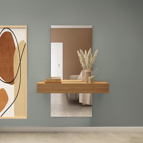 Aparador 1 Gaveta Espelhado Basic Freijó/Off White - Dalla Costa