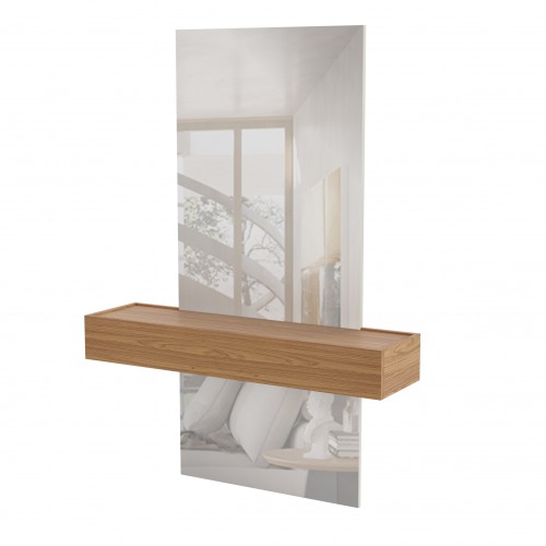 Aparador 1 Gaveta Espelhado Basic Freijó/Off White - Dalla Costa