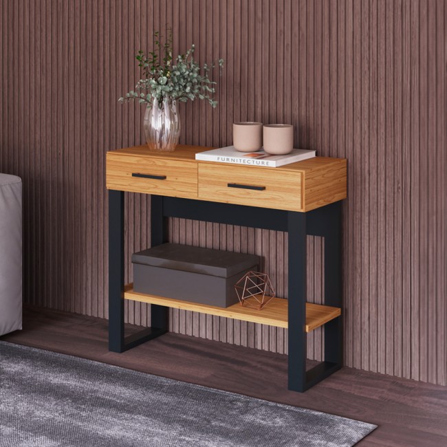 Aparador 2 Gavetas Industrial Freijó/Preto - Dalla Costa