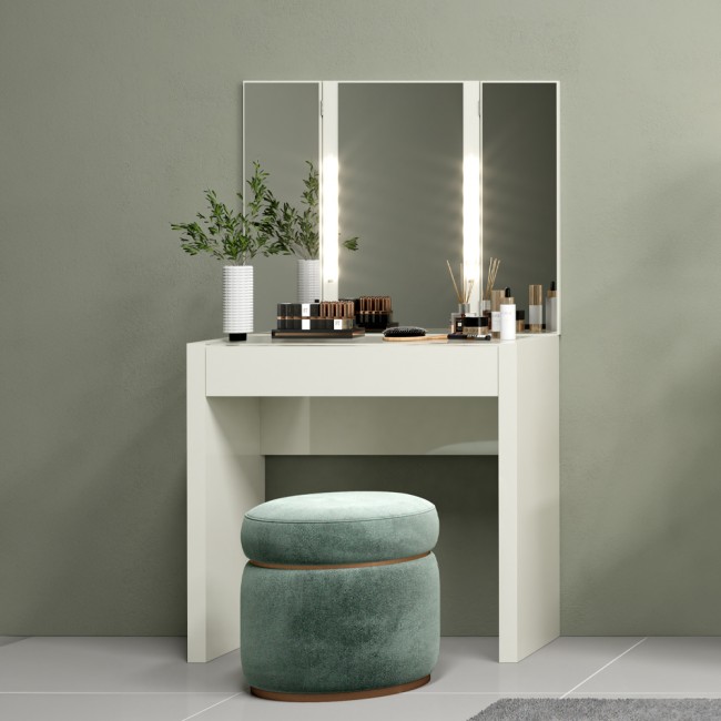 Penteadeira 1 Gaveta com Led  Basic Off White - Dalla Costa