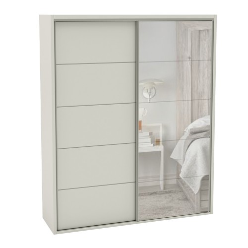 Guarda-Roupa 2 Portas de Correr 2 Gavetas 3 Prateleiras Espelhado Basic Off White - Dalla Costa