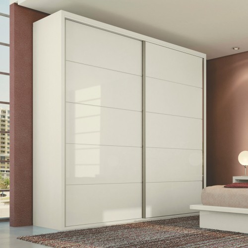 Guarda-Roupa 2 Portas de Correr 2 Gavetas 7 Prateleiras Basic Off White - Dalla Costa