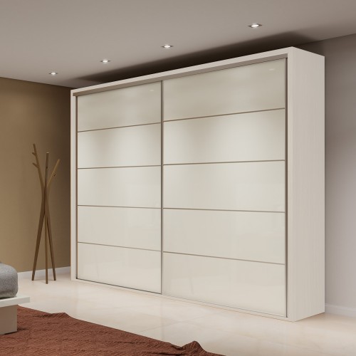 Guarda-Roupa 2 Portas de Correr 4 Gavetas 6 Prateleiras Basic Off White - Dalla Costa