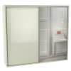 Guarda-Roupa 2 Portas de Correr 4 Gavetas 6 Prateleiras Espelhado Basic Off White - Dalla Costa